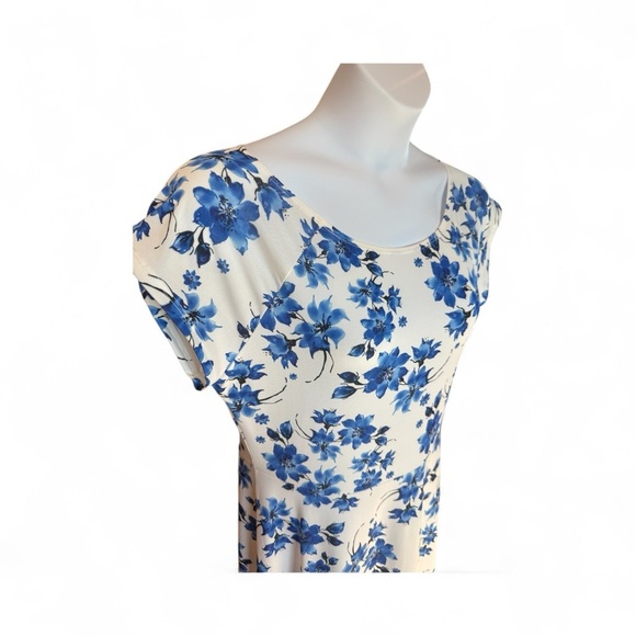 LBisse Blue Floral Midi Dress – Size 1X (NWT) Super Soft Stretchy Feminine Cutie - Picture 6 of 9